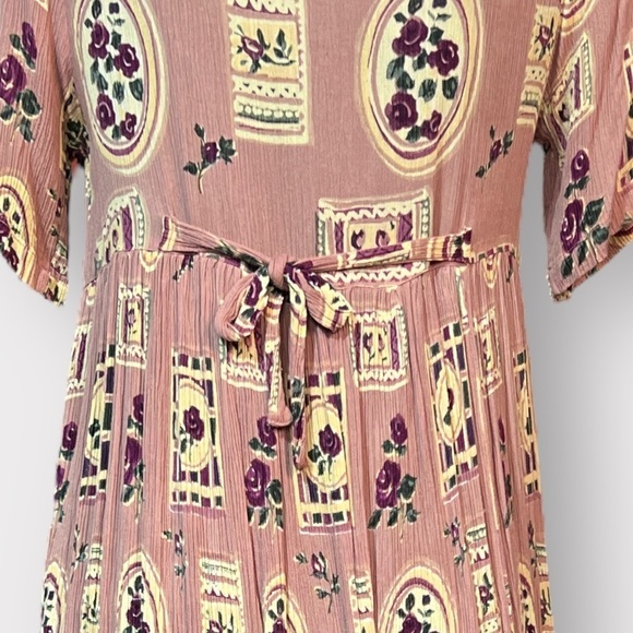 La Cera VINTAGE 80s 90s Midi Pocket Dress Small OVERSIZED Single Stitch Floral - Picture 4 of 8